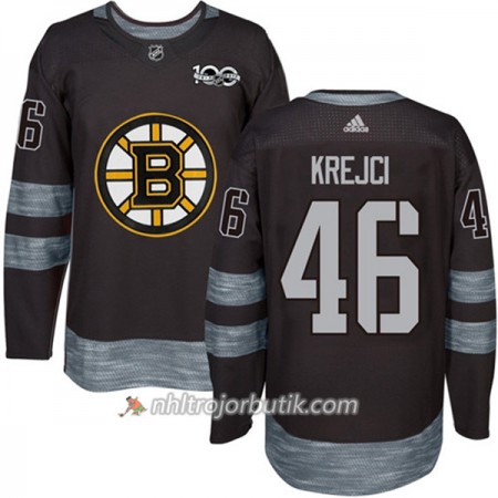 Män Ishockey Boston Bruins Tröja David Krejci 46 1917-2017 100th Anniversary Adidas Svart Authentic